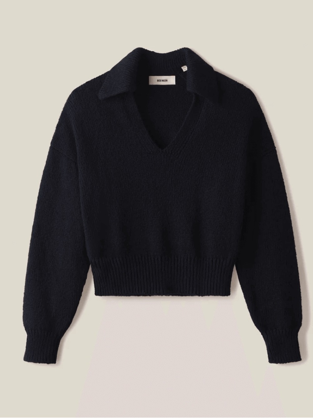 Buck Mason Soft Spun Cotton Long Sleeve Polo Sweater in Deep Night 💙